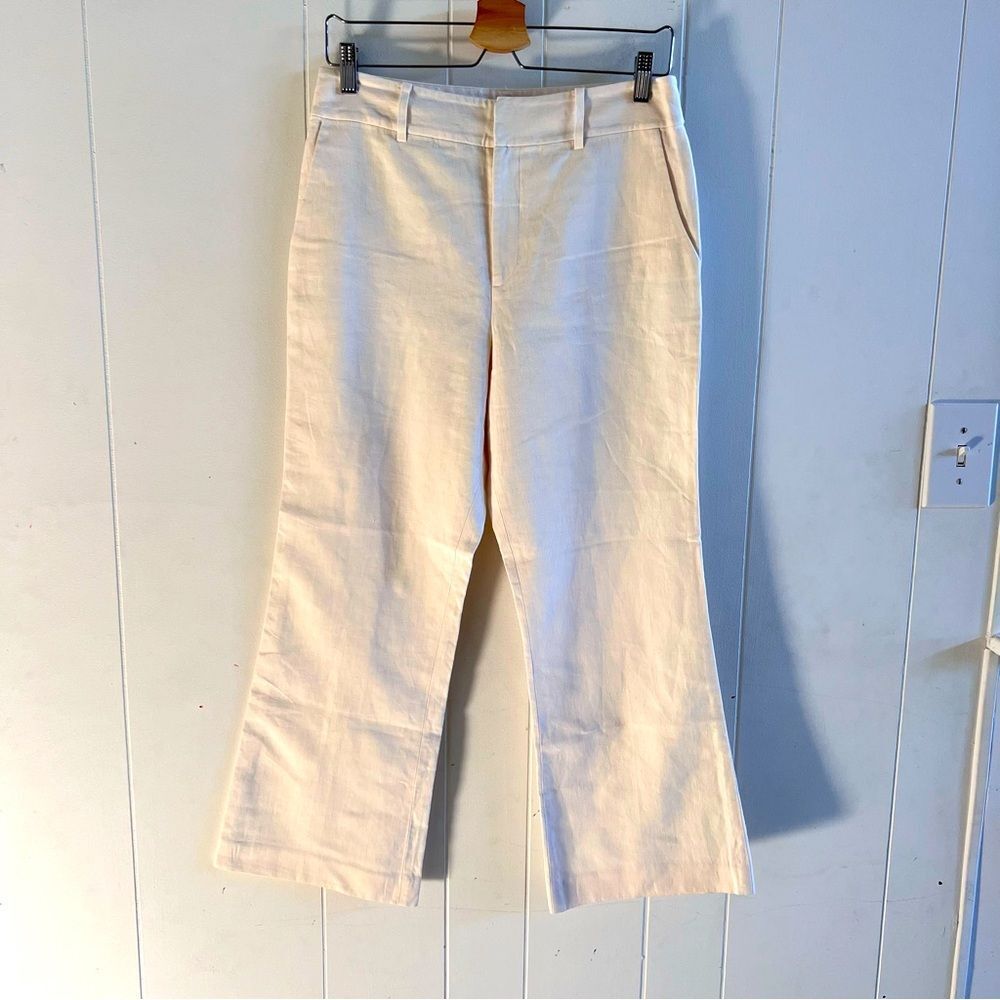 Frame Denim Cotton Linen Pants Bone White